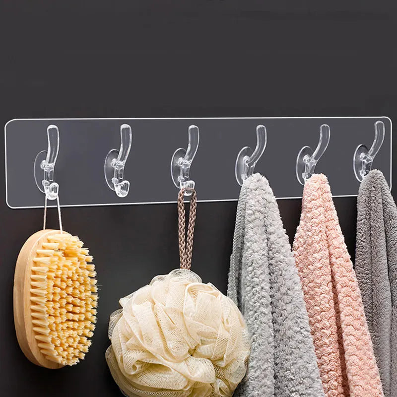Transparent Hook Strip – 6 Hooks x 3 Pcs