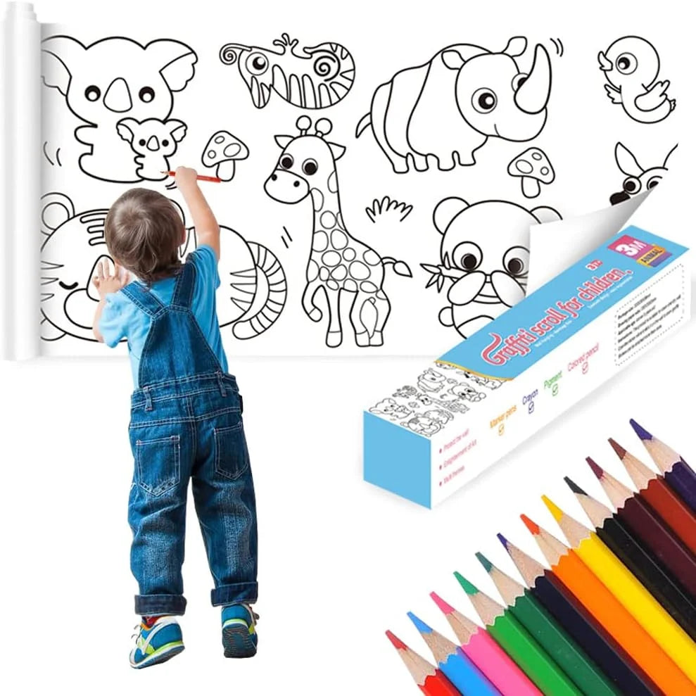 Coloring Mat – 3 Meter Roll with Coloring Pens