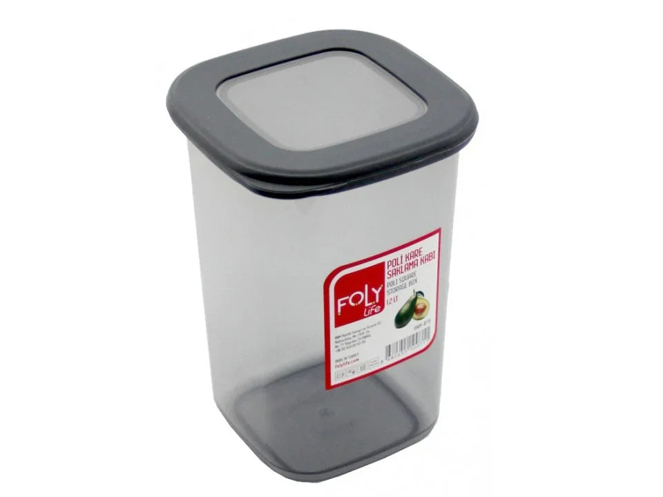Foly life Square Jar with Silicone Lid - 1.2L
