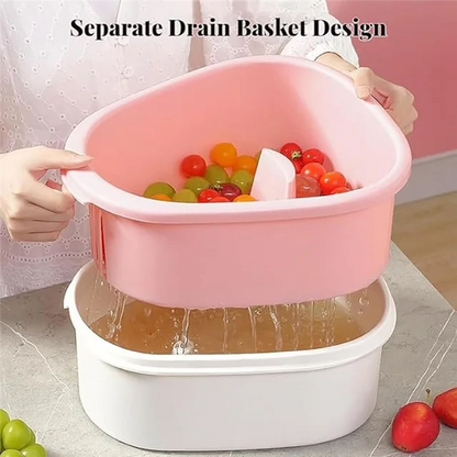 Large Fruit and Vegetable Washer with Brush & Crank