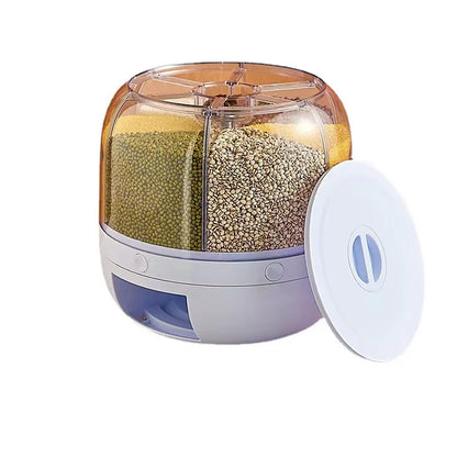 6-Compartment Grain & Rice Organizer with Button Dispenser