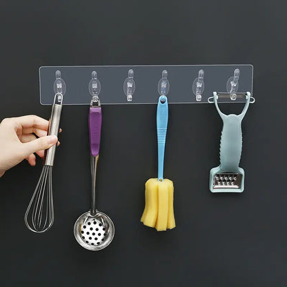 Transparent Hook Strip – 6 Hooks x 3 Pcs