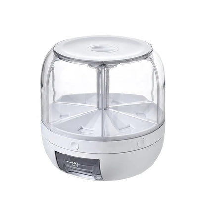 6-Compartment Grain & Rice Organizer with Button Dispenser