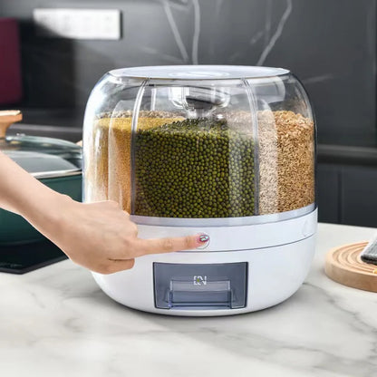 6-Compartment Grain & Rice Organizer with Button Dispenser
