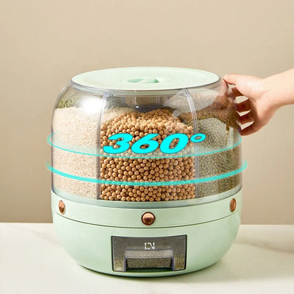 6-Compartment Grain & Rice Organizer with Button Dispenser