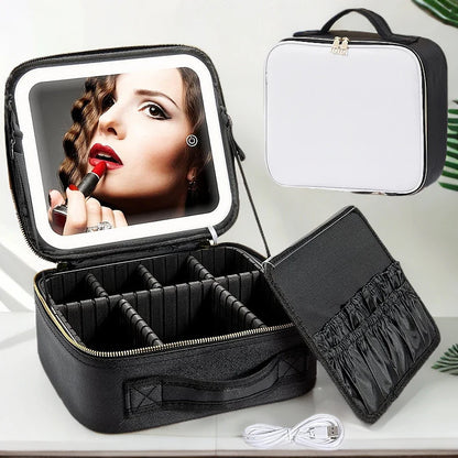 Makeup Bag with Mirror & LED Light